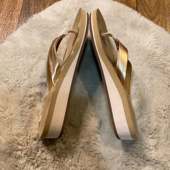 Coface Flip Flop Sandals Size 11 Arch Support Platform Thong Gold Cushion Comfy - Picture 4 of 8